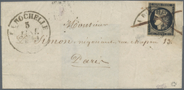 01439 Frankreich: 1849, 20 C Black On Yellowish, Good Margins, Tied By Light Strike Of Large Double Circle - Usados