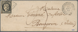 01441 Frankreich: 1850, 20 C Black On Yellowish, Large Margins, Tied By Black Diamond Grill, Along With Do - Oblitérés