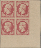 01465 Frankreich: 1860, 80 C Deep Carmine, Mint Block Of Four With Bottom Right Corner Sheet Margins, Fres - Usados