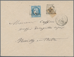 01472 Frankreich: 1865/1871, 10 C Bister On Yellowish Napoleon, Upper Half Used As 5 C, Together With 20 C - Used Stamps