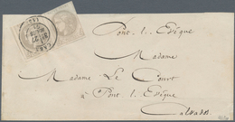 01477 Frankreich: 1871, Bordeaux 4c. Grey, Report 1, Horiz. Pair Of Fresh Colour, Full To Huge Margins At - Used Stamps