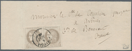 01478 Frankreich: 1872, Bordeaux 4c. Grey, Report 2, Horiz. Pair Of Fresh Colour, Full To Huge Margins, Co - Used Stamps