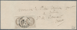 01478 Frankreich: 1872, Bordeaux 4c. Grey, Report 2, Horiz. Pair Of Fresh Colour, Full To Huge Margins, Co - Gebraucht