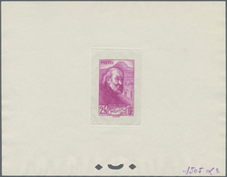 01488 Frankreich: 1939, 2,25 F Bright Lilac, Cezanne, Imperforated Color Proof On Card With Manuscript Des - Gebruikt