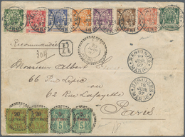 01489 Französische Post In Marokko: 1897, FEZ-MEQUINEZ, Complete Serie With 8 Values From 5 Ct To 1 F, Tie - Sonstige & Ohne Zuordnung