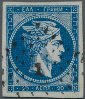 01493 Griechenland: 20 Lepta Blue, Wide Margins, First Athens Printing Without Control Numbers On Reverse, - Briefe U. Dokumente