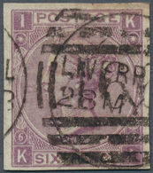 01506 Großbritannien: 1867: 6 D Lilac, Watermark Spray, Plate 6, Lettered "KI", IMPERFORATED, Large Margin - Autres & Non Classés