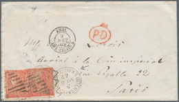 01514 Großbritannien - Stempel: 1862, 2 X 4 D Bright Red QV, Slightly Overlapping Multiple Franking, Tied - Postmark Collection