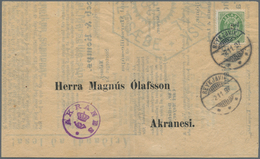 01516 Island: 1897, "3" In Rot Und KOPFSTEHEND "prir" Kleinerer Lokalaufdruck In Schwarz Auf 5 A Grün, Gez - Sonstige & Ohne Zuordnung
