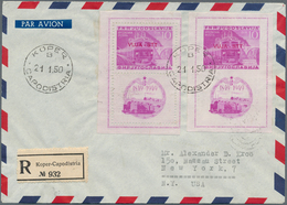 01519 Jugoslawien: 1950,'100 Years Railway': Both Miniature Sheets (perforated And Imperforated) Together - Lettres & Documents