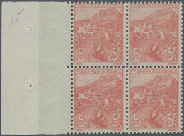 01544 Monaco: 1919, War Orphans, 5fr.+5fr. Red, Left Marginal Block Of Four, Unmounted Mint (left Stamps V - Nuevos