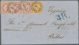 01549 Norwegen: 1862 Destination SPAIN: Folded Cover From Christianssund To Bilbao, SPAIN Via Svinesund An - Unused Stamps