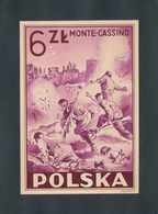 01566 Polen: 1946/1948: Project Of An Unissued Stamp 6 Zl "Monte Cassino".Hand Painted In Gouache Technic - Covers & Documents