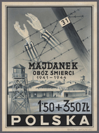 01567 Polen: 1946: Project Of An Unissued Stamp 1.5 + 3.5 Zl "MAJDANEK DEATH CAMP". Hand Painted In Gouach - Covers & Documents