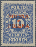 01570 Polen - Portomarken: "1919, Krakow Issue "Poczta / Ornament/Polska" Lithographed Red Overprint On Au - Portomarken