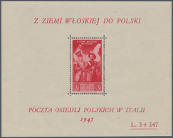 01579 Polen - Besonderheiten: 1946, Polish Corps In Italy, 3l.+247l. Red, Colour Error, Souvenir Sheet, Un - Otros & Sin Clasificación