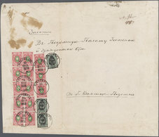 01592 Russland: 1866, The Largest Known Franking Of 13 Times 30 K. On VERT. LAID PAPER, Used Along With 3 - Ungebraucht