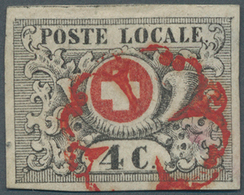 01614 Schweiz: 1849, 4C. "WAADT", (Mi.Nr. 1), Voll- Bis Breitrandiges Prachtstück Mit Schöner Genfer Roset - Neufs