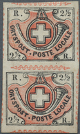 01617 Schweiz: 1850 'Winterthur' 2½ Rp. Schwarz/rot, SENKRECHTES PAAR Der Typen 42 Und 47, UNGEBRAUCHT Ohn - Nuevos