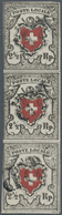 01620 Schweiz: 1850 'Poste Locale' 2½ Rp. Tiefschwarz/braunrot Mit Kreuzeinfassung, Senkrechter 3er-Streif - Ongebruikt