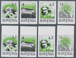 01631 Slowenien: 1991, Not Authorised/issued, Set Of Four Values 3.5, 4, 4.5 And 11, Perforated And Imperf - Slovenia