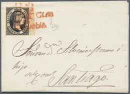 01640 Spanien: 1851, 6cs. Black, Deep Colour, Right Marginal Copy With Full Margins All Around, Single Fra - Used Stamps