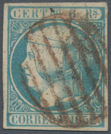 01642 Spanien: 1852, 6r. Greenish Blue, Fresh Colour, Full Margins All Around, Paper Split On Reverse, Cle - Usados