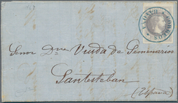 01658 Spanien: 1874, Carlist Posts 1 Real Violet Tied Blue "CORREOS BAYONA" On Entire Folded Letter With S - Usados