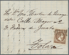 01660 Spanien: 1875, Carlist Issue 1 R. Brown Tied "ESTELLA" To Entire Folded Letter Dated Estella 12 Mayo - Oblitérés
