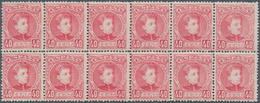 01661 Spanien: 1904, Definitives "Alfons XIII", 40c. Rose With Number "A.029,602", Block Of Twelve (slight - Used Stamps