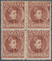 01663 Spanien: 1901/1905, Definitives Alfonso XIII, 15c. Red-brown, Not Issued, Block Of Four Numbered "A. - Gebraucht