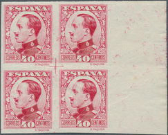 01669 Spanien: 1931, Definitives "Alfons XIII", 40c. Carmine, Colour Variety, Imperforate Right Marginal B - Gebruikt