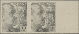 01676 Spanien: 1939, Definitives "General Franco", 10c. Grey-black, Colour Variety, Imperforate Right Marg - Used Stamps