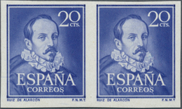 01684 Spanien: 1950, 20c. Mendoza, IMPERFORATE Horiz. Pair, Unmounted Mint, Certificate Graus. Edifil 1074 - Gebruikt