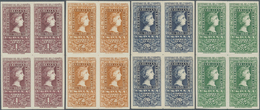 01686 Spanien: 1950, Centenary Of Spanish Stamps, 50c. To 25pts., Complete Set Of Eight Values In Blocks O - Oblitérés