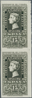 01687 Spanien: 1950, Centenary Of Spanish Stamps, 15pts. Olive-grey, Colour Variety, Imperforate Vertical - Oblitérés