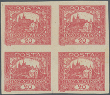 01708 Tschechoslowakei: 1920, Hradcany 20h. Bright Carmine ("svetle Karminova"), Block Of Four, "Spiralove - Brieven En Documenten