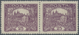 01709 Tschechoslowakei: 1919/1920, Hradcany 25h. Violet, Perf. 13¾:13½, Horiz. Pair Type II-type I, Unmoun - Lettres & Documents