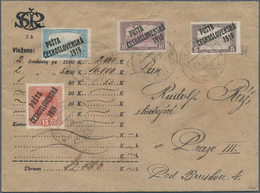 01716 Tschechoslowakei: 1919, "Posta Ceskoslovensko" Overprints, 5kr. And 10kr. "Parliament" In Combinatio - Brieven En Documenten