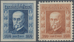 01721 Tschechoslowakei: 1923, 5th Anniversary Of Republic 200h.+200h. "Masaryk", Two Proofs In Issued Desi - Cartas & Documentos