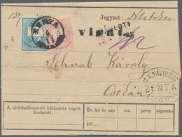 01732 Ungarn: 1876 (4.April), Superb And Fresh Printed Telegraph-Formular "TAVIRAT" Franked With 5 K Rose - Brieven En Documenten