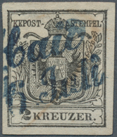 01804 Österreich: 1850, 2 Kreuzer Handpapier Type I A Schwarz, Dünnes Papier 0,075 Mm. Feinstdruck, Entwer - Ungebraucht