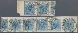 01814 Österreich: 1850, 9 Kr. Blau HP Type IIIb Ursprünglich Als Waagrechter Achterstreifen Aber Leider Du - Nuevos