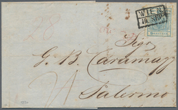 01819 Österreich: 1850 (10 Sept.), Teilfrankierter Faltbrief Mit 9 Kr. Hellblau Von Wien Nach Messina, Siz - Unused Stamps