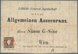 01830 Österreich: 1858/59, 3 Kr. Tiefschwarz, Type II, Kleiner Andreaskreuz-Ansatz Unten, Auf Vollständige - Ungebraucht