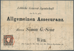 01830 Österreich: 1858/59, 3 Kr. Tiefschwarz, Type II, Kleiner Andreaskreuz-Ansatz Unten, Auf Vollständige - Ongebruikt