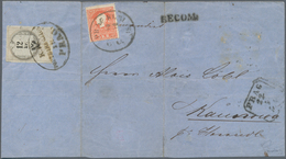 01833 Österreich: 1858/1859, 5 Kr Rot, Type II, Entwertet Mit Oval-Stempel PRAG KLEINS:, 22/5, Zusammen Mi - Ungebraucht