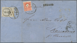 01833 Österreich: 1858/1859, 5 Kr Rot, Type II, Entwertet Mit Oval-Stempel PRAG KLEINS:, 22/5, Zusammen Mi - Ongebruikt