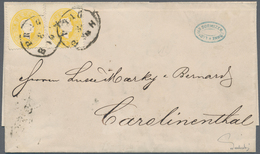 01839 Österreich: 1860, 2 X 2 Kr Gelb, Mehrfachfrankatur Auf Ortsbrief (1 Kreuzer überfrankiert) Von PRAG - Unused Stamps