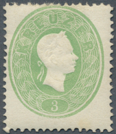 01840 Österreich: 1861, Freimarke 3 Kreuzer Kaiserkopf Im Oval, Hellgrün Mit NAGELKOPF-Prägung. Die Marke - Unused Stamps